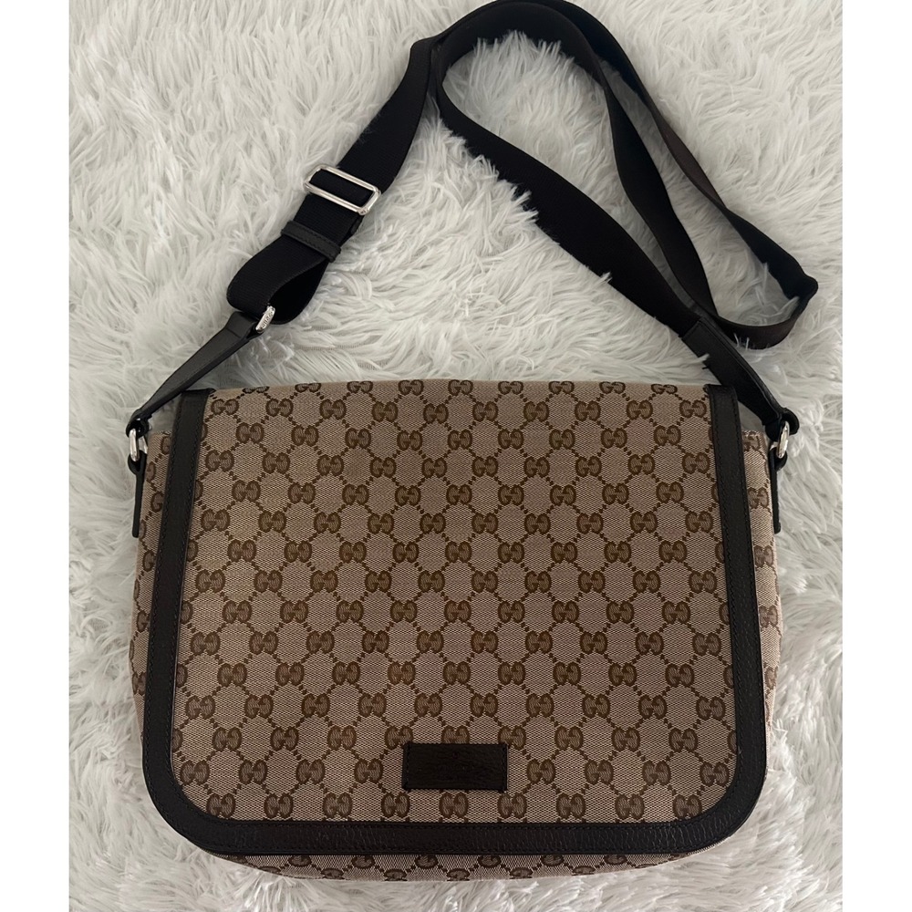 Gucci GG 449171 canvas flap messenger bag
